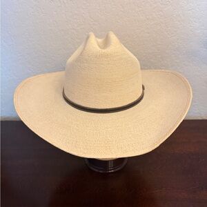 Atwood Hat Company Marfa 7X Cowboy Wester Hat Long Oval Natural Straw Size 7 1/2